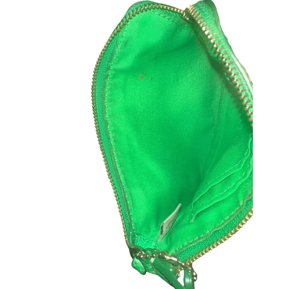 Coach Green Wristlet Small Pebbled Leather Corner Zip Wallet Purse
